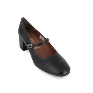 Zapato con correa piel con tacon mujer negro 2