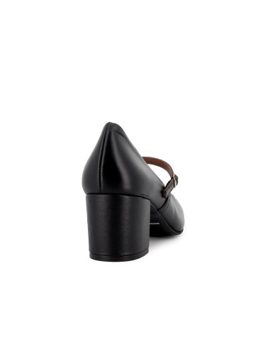 Zapato con correa piel con tacon mujer negro