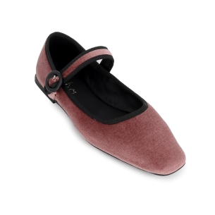 Bailarina piel terciopelo correa con hebilla mujer rosa 2