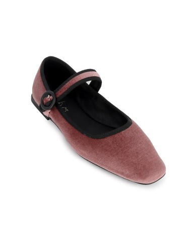 Bailarina piel terciopelo correa con hebilla mujer rosa