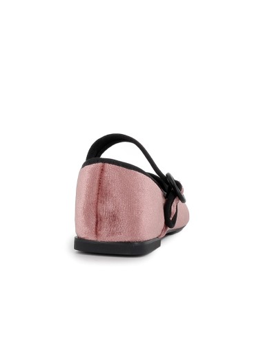 Bailarina piel terciopelo correa con hebilla mujer rosa