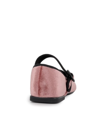 Bailarina piel terciopelo correa con hebilla mujer rosa