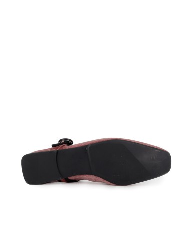 Bailarina piel terciopelo correa con hebilla mujer rosa