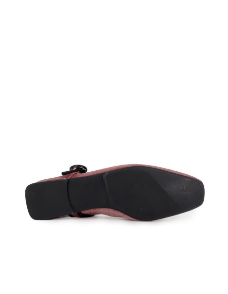 Bailarina piel terciopelo correa con hebilla mujer rosa