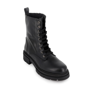 Bota militar piel con cremallera y plataforma mujer negro 2