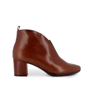 Botin piel suave de corte irregular con cremallera mujer cuero