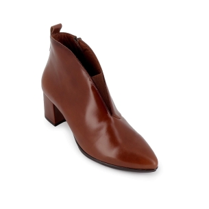 Botin piel suave de corte irregular con cremallera mujer cuero 2