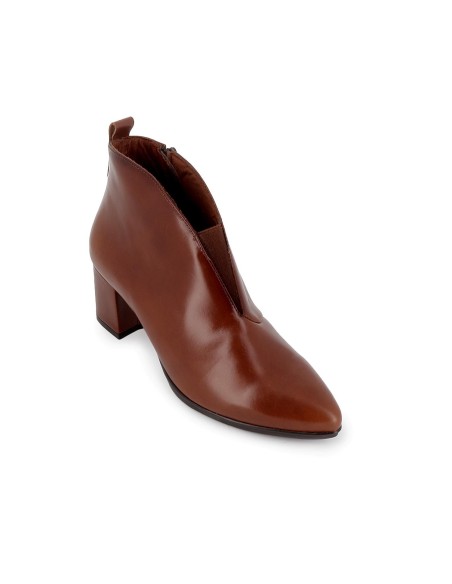 Botin piel suave de corte irregular con cremallera mujer cuero