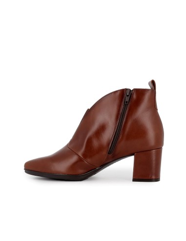 Botin piel suave de corte irregular con cremallera mujer cuero