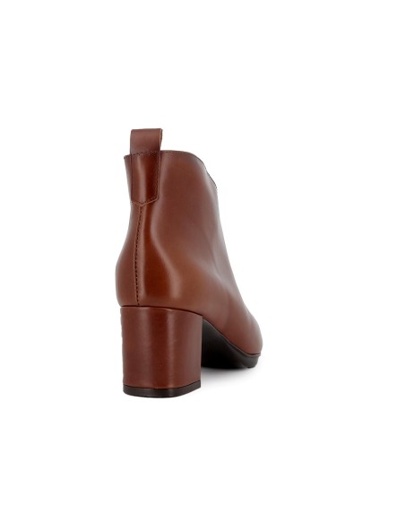 Botin piel suave de corte irregular con cremallera mujer cuero