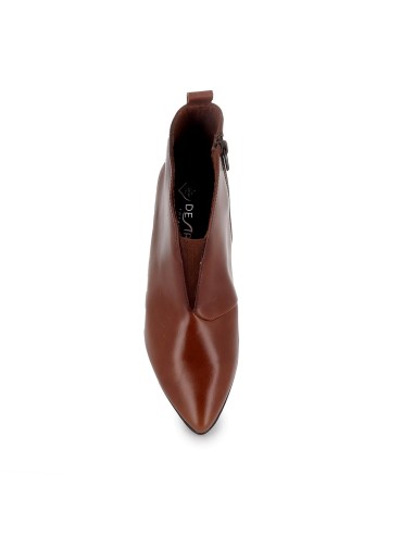 Botin piel suave de corte irregular con cremallera mujer cuero