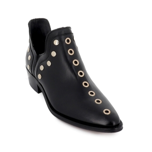 Botines abiertos piel diseño tachas con tacon 4 cm mujer negro 2