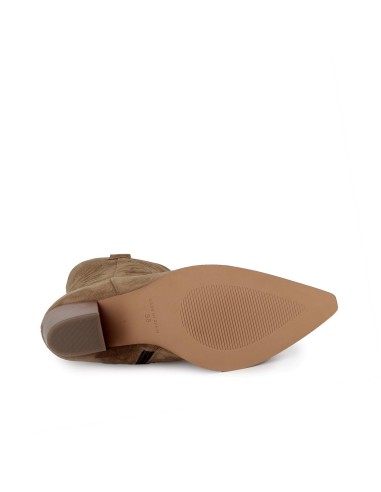 Bota tejana piel serraje tacon acubanado mujer taupe