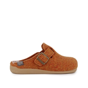 Chinela talon abierto paño con hebilla mujer comodo naranja