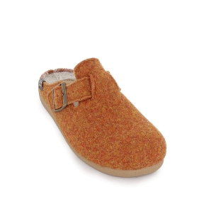 Chinela talon abierto paño con hebilla mujer comodo naranja 2