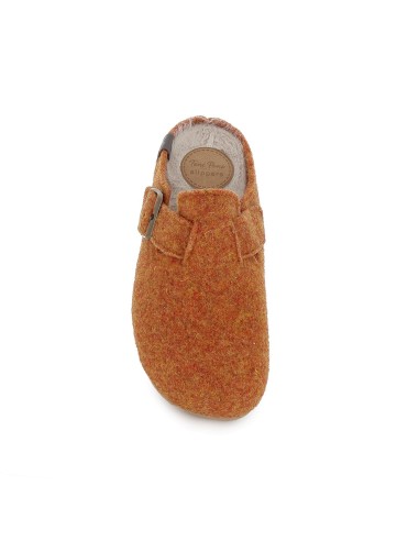 Chinela talon abierto paño con hebilla mujer comodo naranja