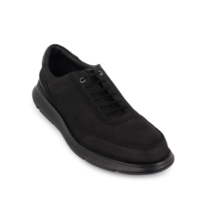 Zapato de cordones de piel natural y ligero hombre negro 2