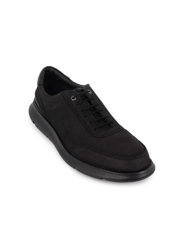 Zapato de cordones de piel natural y ligero hombre negro