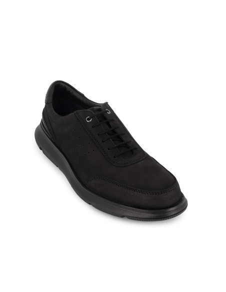 Zapato de cordones de piel natural y ligero hombre negro
