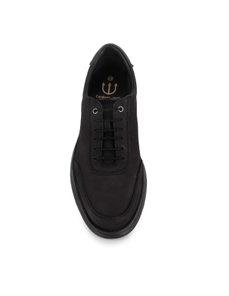 Zapato de cordones de piel natural y ligero hombre negro