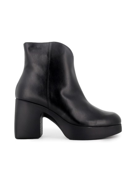 Botin irregular piel con cremallera tacon y plataforma mujer negro