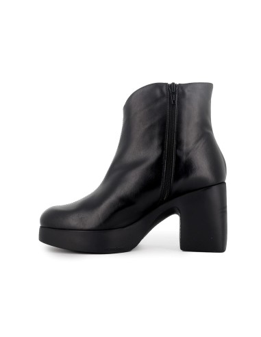 Botin irregular piel con cremallera tacon y plataforma mujer negro