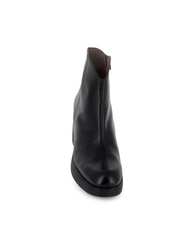Botin irregular piel con cremallera tacon y plataforma mujer negro