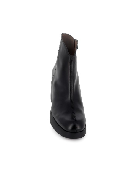 Botin irregular piel con cremallera tacon y plataforma mujer negro