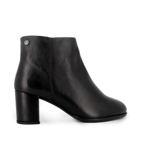 Botin cortado piel suave con tacon mujer negro