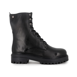 Bota militar media caña con adornos de remaches mujer negro