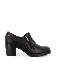 Zapato abotinado piel cremallera y tacon mujer negro