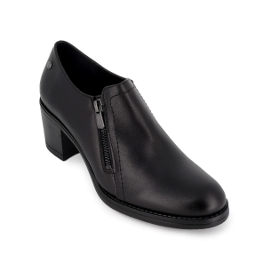 Zapato abotinado piel cremallera y tacon mujer negro 2