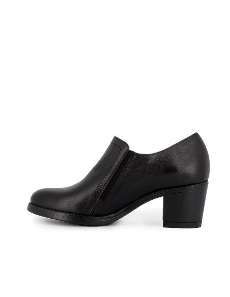 Zapato abotinado piel cremallera y tacon mujer negro