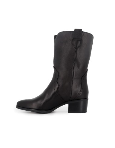 Bota tejana ribetes y tacon medio mujer negro