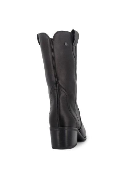 Bota tejana ribetes y tacon medio mujer negro