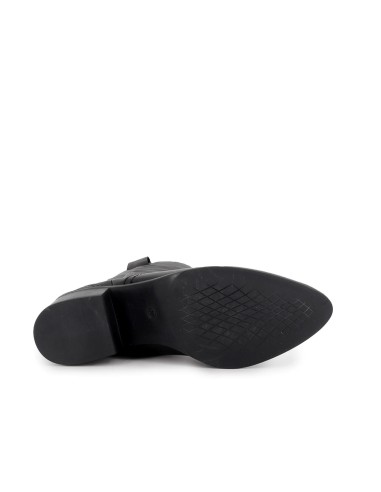 Bota tejana ribetes y tacon medio mujer negro