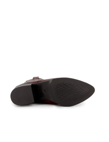 Bota tejana ribetes y tacon medio mujer cuero