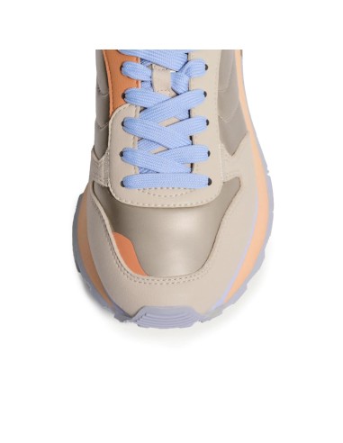 Deportiva de piel combinacion dorado para mujer