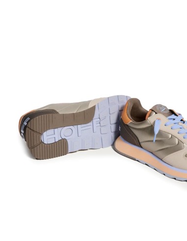 Deportiva de piel combinacion dorado para mujer