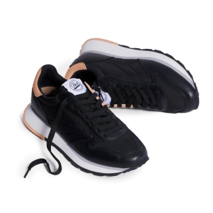 Deportiva de piel combi al tono negro para mujer 2