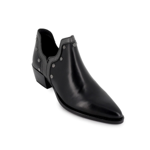 Botín piel abertura con tachas mujer negro 2