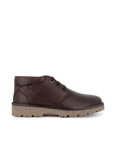 Bota confort piel engrasada con cordones hombre marron