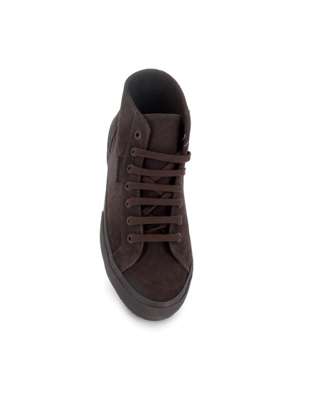 Deportivas abotinada de lona y suela vulcanizada hombre marron