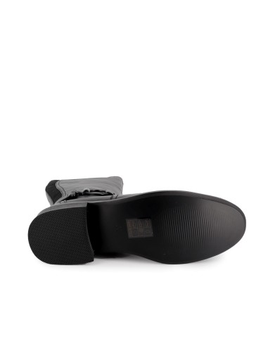 Bota alta tipo montar de piel con detalle lateral mujer negra