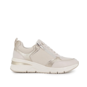 Deportivas con plataforma cordones y cremallera mujer blanco