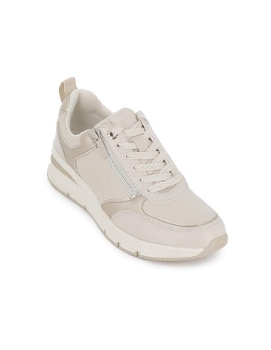 Deportivas con plataforma cordones y cremallera mujer blanco