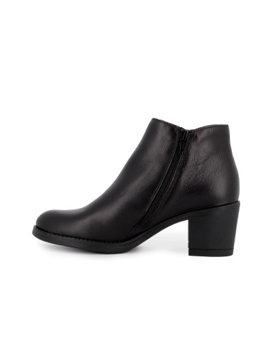 Botín negro piel cremallera tacon medio mujer negro