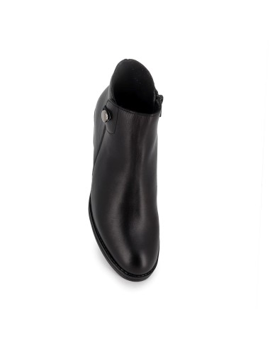 Botín negro piel cremallera tacon medio mujer negro