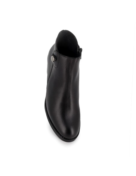 Botín negro piel cremallera tacon medio mujer negro