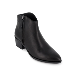 Botin piel cremallera tacon medio mujer negro 2